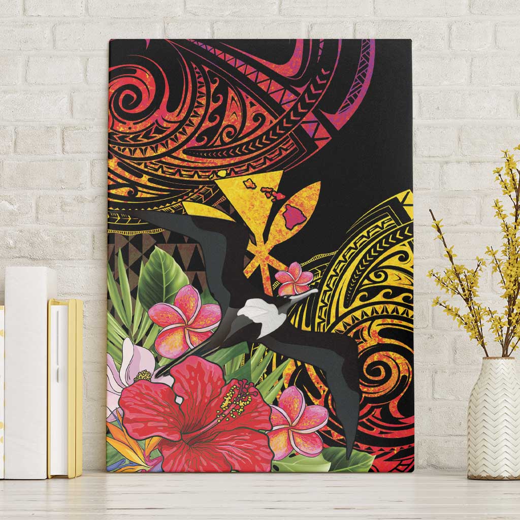 Hawaii Iwa Bird Canvas Wall Art Great Frigatebird Kanaka Tropical Hippie Style LT14 Without Frame Black - Polynesian Pride