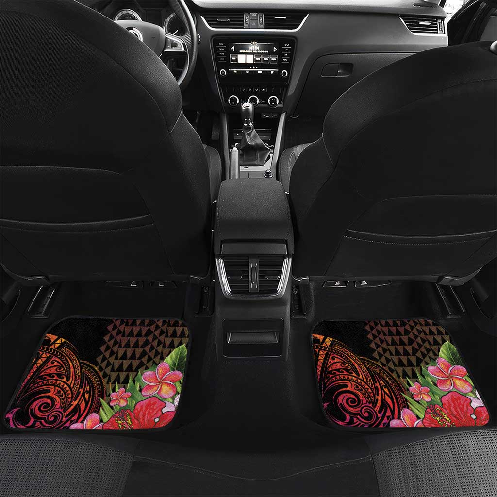 Hawaii Iwa Bird Car Mats Great Frigatebird Kanaka Tropical Hippie Style LT14 Set 2pcs - Back Black - Polynesian Pride