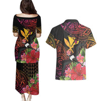 Hawaii Iwa Bird Couples Matching Puletasi and Hawaiian Shirt Great Frigatebird Kanaka Tropical Hippie Style - Polynesian Pride