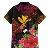Hawaii Iwa Bird Family Matching Off Shoulder Short Dress and Hawaiian Shirt Great Frigatebird Kanaka Tropical Hippie Style - Polynesian Pride