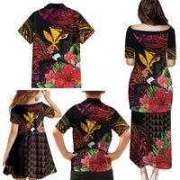 Hawaii Iwa Bird Family Matching Puletasi and Hawaiian Shirt Great Frigatebird Kanaka Tropical Hippie Style - Polynesian Pride