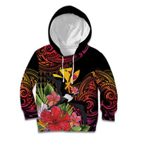 Hawaii Iwa Bird Kid Hoodie Great Frigatebird Kanaka Tropical Hippie Style - Polynesian Pride