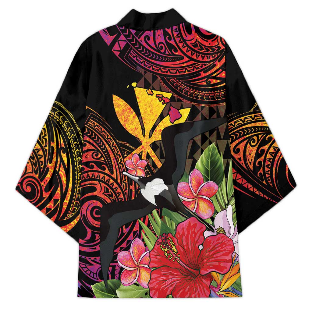 Hawaii Iwa Bird Kimono Great Frigatebird Kanaka Tropical Hippie Style - Polynesian Pride