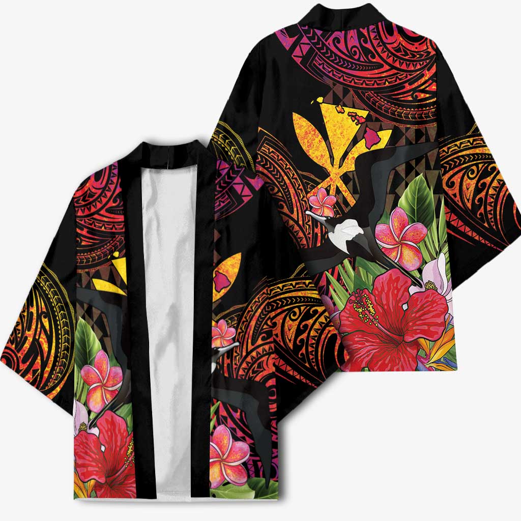 Hawaii Iwa Bird Kimono Great Frigatebird Kanaka Tropical Hippie Style - Polynesian Pride
