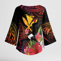 Hawaii Iwa Bird Kimono Sleeve Blouse Great Frigatebird Kanaka Tropical Hippie Style LT14 - Polynesian Pride