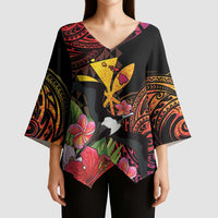 Hawaii Iwa Bird Kimono Sleeve Blouse Great Frigatebird Kanaka Tropical Hippie Style LT14 - Polynesian Pride
