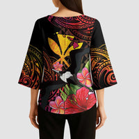 Hawaii Iwa Bird Kimono Sleeve Blouse Great Frigatebird Kanaka Tropical Hippie Style LT14 - Polynesian Pride