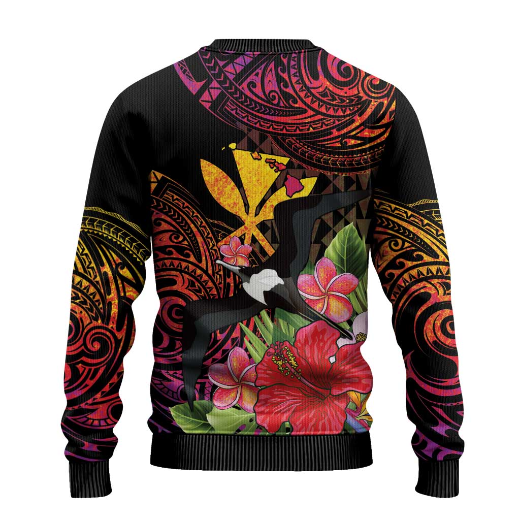 Hawaii Iwa Bird Ugly Christmas Sweater Great Frigatebird Kanaka Tropical Hippie Style - Polynesian Pride