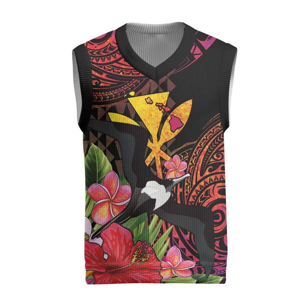 Hawaii Iwa Bird Christmas Knitted V-Neck Vest Great Frigatebird Kanaka Tropical Hippie Style - Polynesian Pride