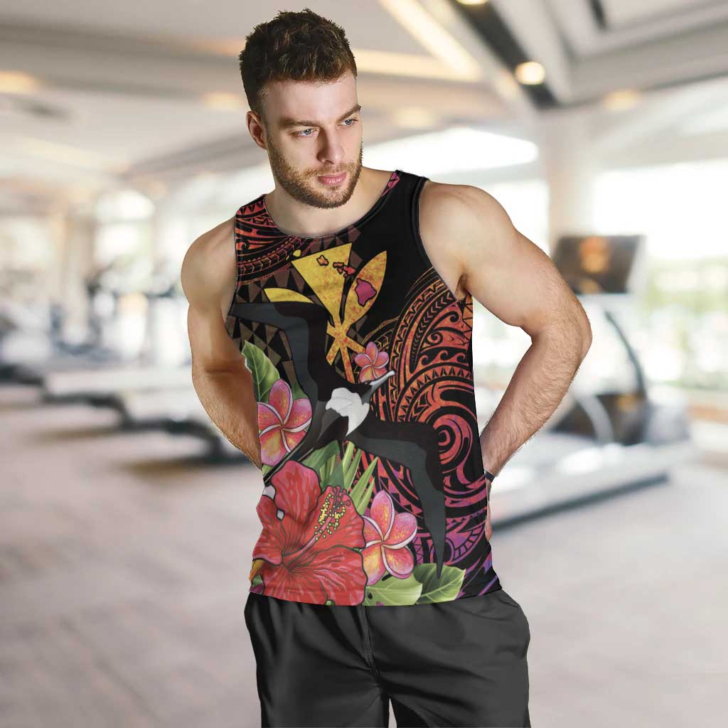 Hawaii Iwa Bird Men Tank Top Great Frigatebird Kanaka Tropical Hippie Style LT14 Black - Polynesian Pride