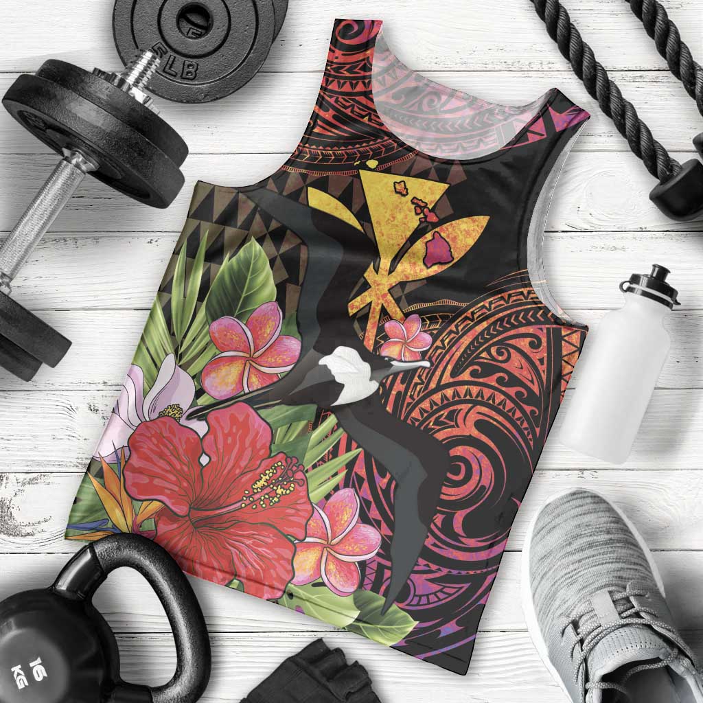 Hawaii Iwa Bird Men Tank Top Great Frigatebird Kanaka Tropical Hippie Style LT14 - Polynesian Pride