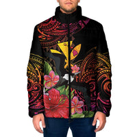 Hawaii Iwa Bird Padded Jacket Great Frigatebird Kanaka Tropical Hippie Style LT14 Men Black - Polynesian Pride