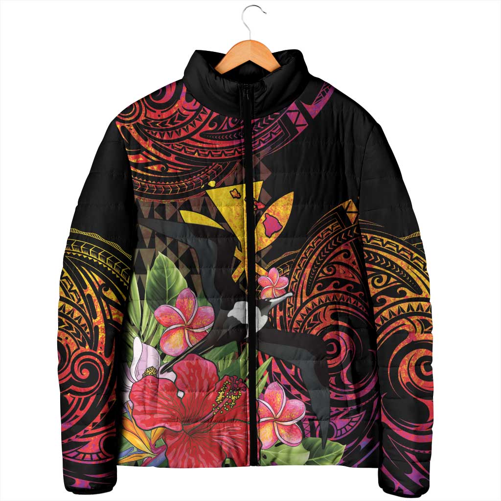 Hawaii Iwa Bird Padded Jacket Great Frigatebird Kanaka Tropical Hippie Style LT14 - Polynesian Pride