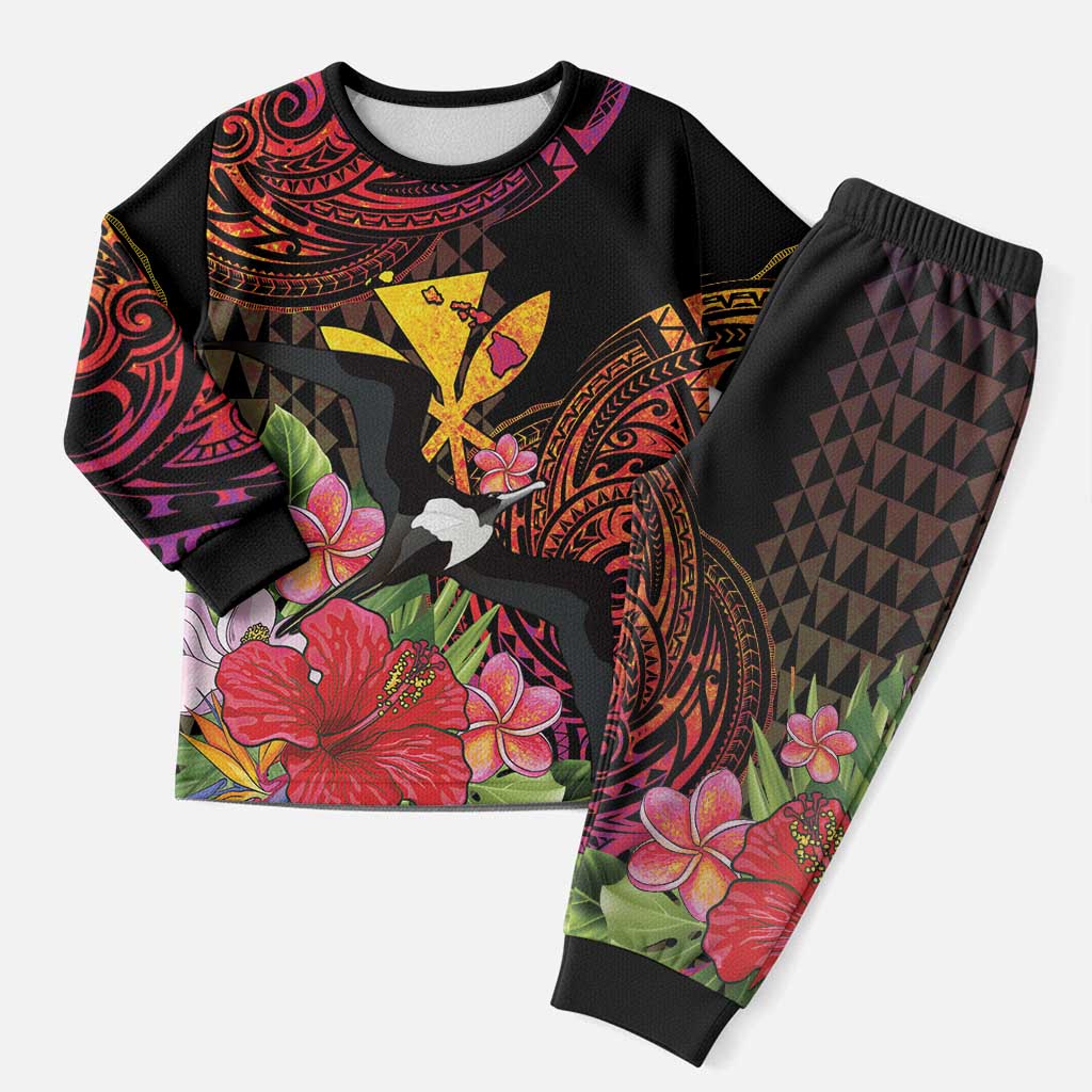 Hawaii Iwa Bird Christmas Pajama Set Great Frigatebird Kanaka Tropical Hippie Style - Polynesian Pride