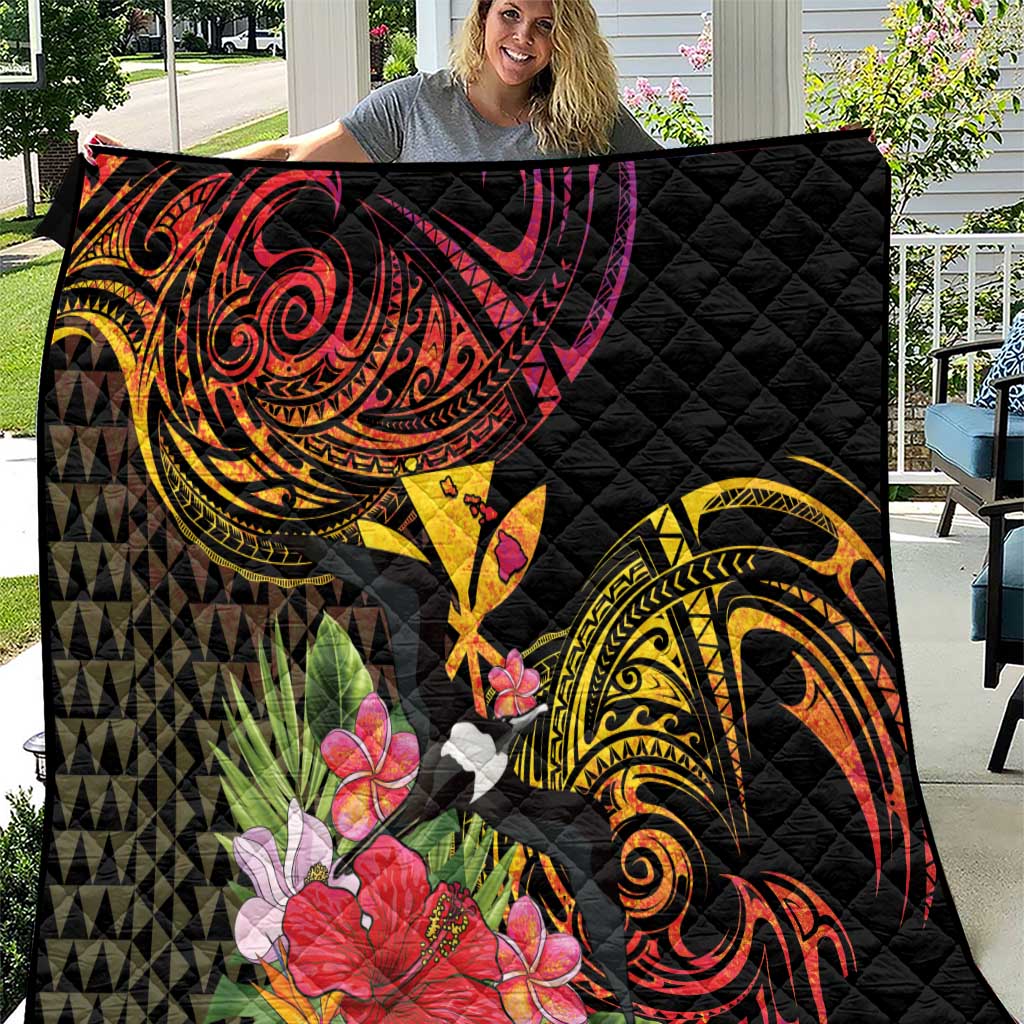 Hawaii Iwa Bird Quilt Great Frigatebird Kanaka Tropical Hippie Style - Polynesian Pride