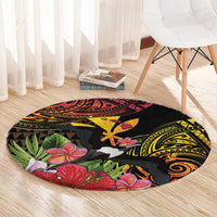 Hawaii Iwa Bird Round Carpet Great Frigatebird Kanaka Tropical Hippie Style - Polynesian Pride