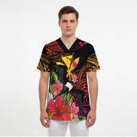 Hawaii Iwa Bird Scrub Top Great Frigatebird Kanaka Tropical Hippie Style LT14 - Polynesian Pride