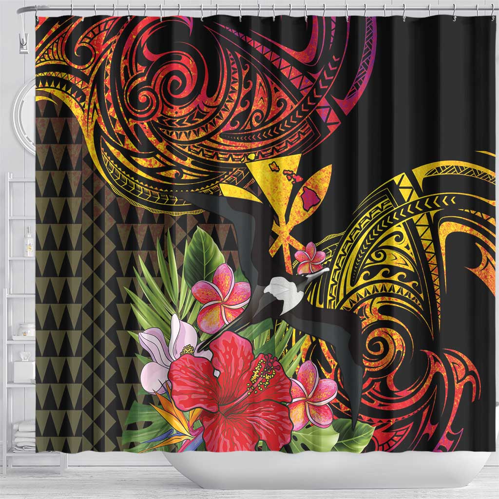 Hawaii Iwa Bird Shower Curtain Great Frigatebird Kanaka Tropical Hippie Style - Polynesian Pride