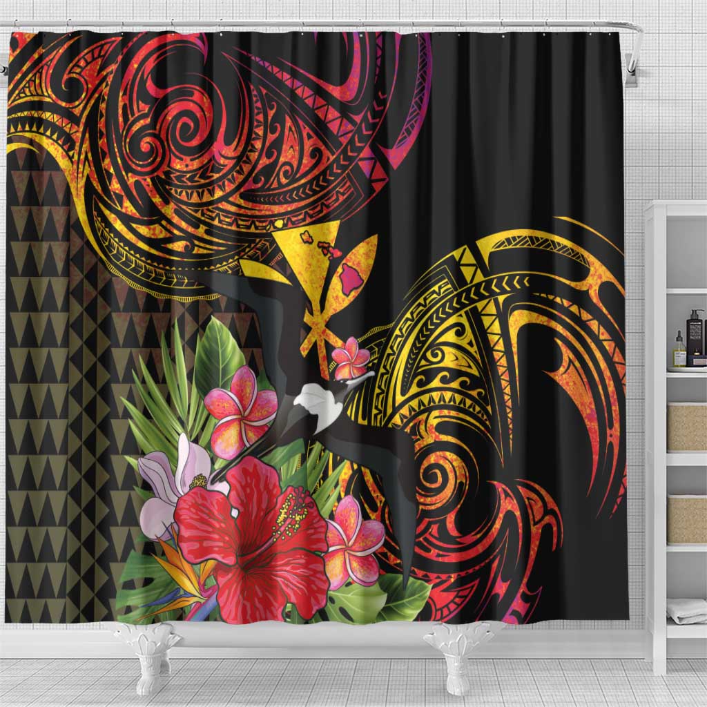 Hawaii Iwa Bird Shower Curtain Great Frigatebird Kanaka Tropical Hippie Style - Polynesian Pride