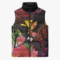 Hawaii Iwa Bird Sleeveless Puffer Jacket Great Frigatebird Kanaka Tropical Hippie Style LT14 Unisex Black - Polynesian Pride