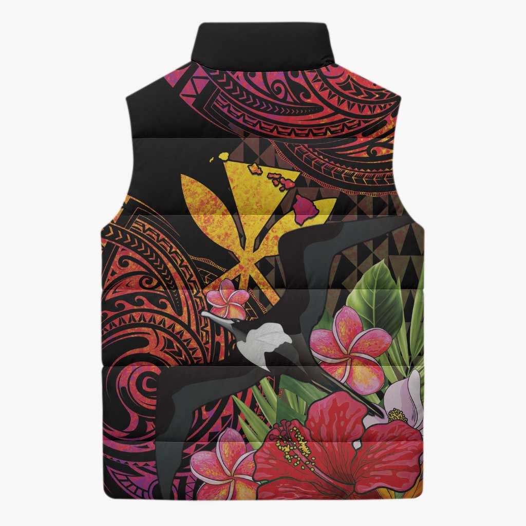 Hawaii Iwa Bird Sleeveless Puffer Jacket Great Frigatebird Kanaka Tropical Hippie Style LT14 - Polynesian Pride
