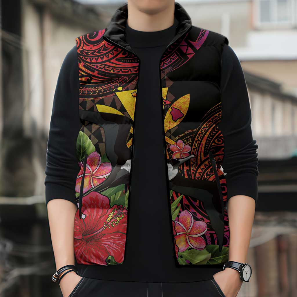 Hawaii Iwa Bird Sleeveless Puffer Jacket Great Frigatebird Kanaka Tropical Hippie Style LT14 - Polynesian Pride