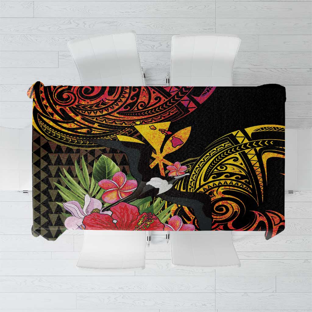 Hawaii Iwa Bird Tablecloth Great Frigatebird Kanaka Tropical Hippie Style LT14 Black - Polynesian Pride