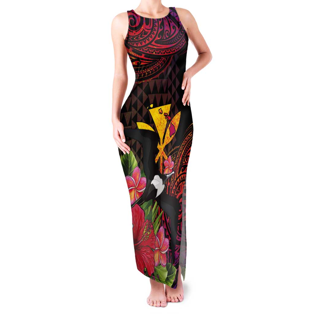 Hawaii Iwa Bird Tank Maxi Dress Great Frigatebird Kanaka Tropical Hippie Style - Polynesian Pride