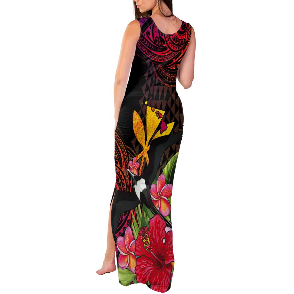 Hawaii Iwa Bird Tank Maxi Dress Great Frigatebird Kanaka Tropical Hippie Style - Polynesian Pride