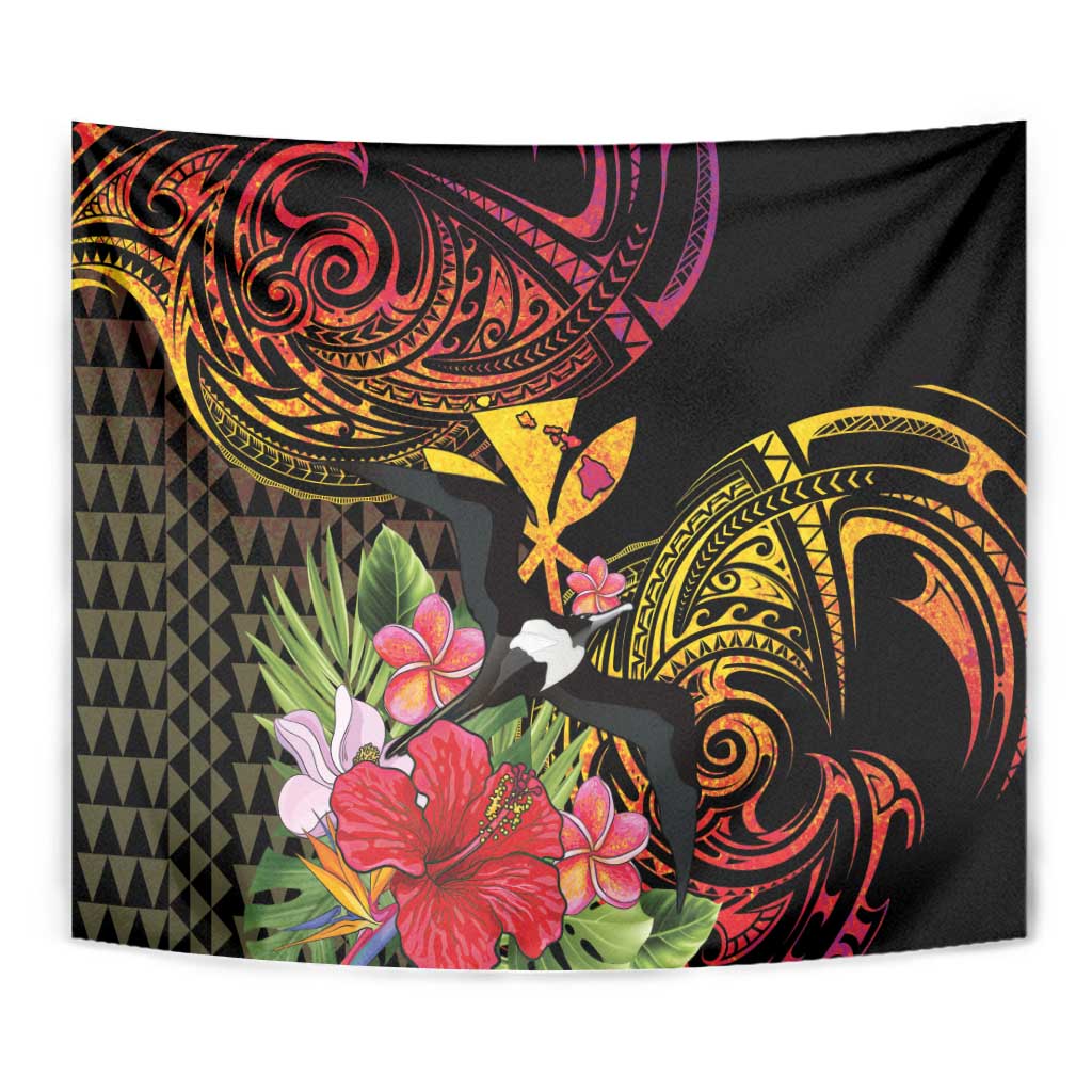 Hawaii Iwa Bird Tapestry Great Frigatebird Kanaka Tropical Hippie Style - Polynesian Pride