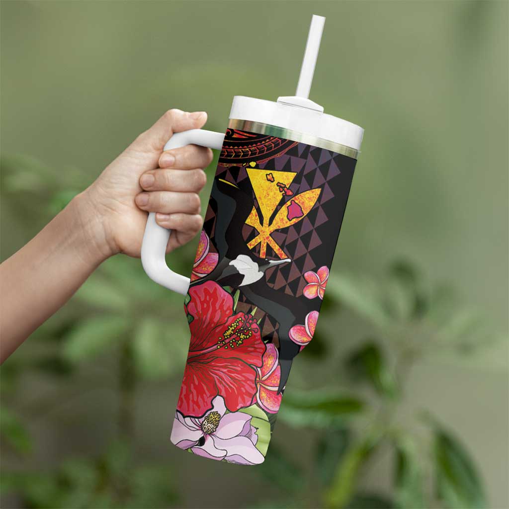 Hawaii Iwa Bird Tumbler With Handle Great Frigatebird Kanaka Tropical Hippie Style - Polynesian Pride