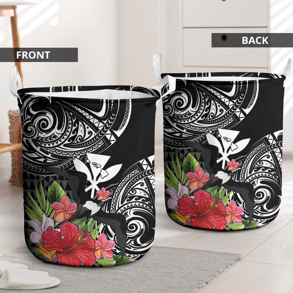 Hawaii Iwa Bird Laundry Basket Great Frigatebird Kanaka Tropical Flowers LT14 - Polynesian Pride