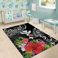 Hawaii Iwa Bird Area Rug Great Frigatebird Kanaka Tropical Flowers - Polynesian Pride