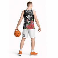 Hawaii Iwa Bird Basketball Jersey Great Frigatebird Kanaka Tropical Flowers LT14 - Polynesian Pride