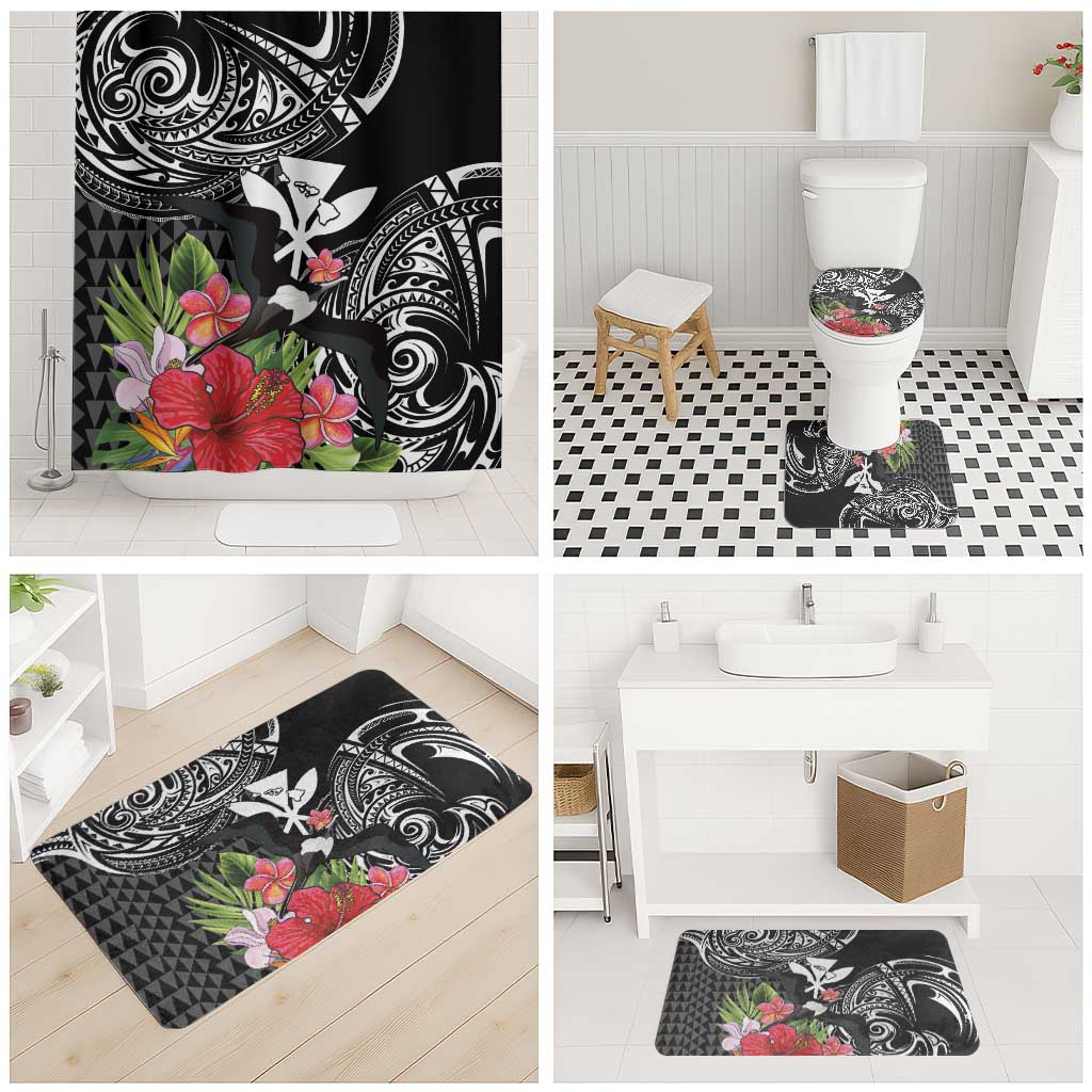 Hawaii Iwa Bird Bathroom Set Great Frigatebird Kanaka Tropical Flowers - Polynesian Pride