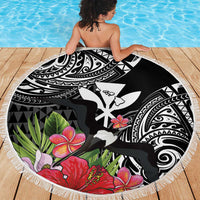Hawaii Iwa Bird Beach Blanket Great Frigatebird Kanaka Tropical Flowers - Polynesian Pride