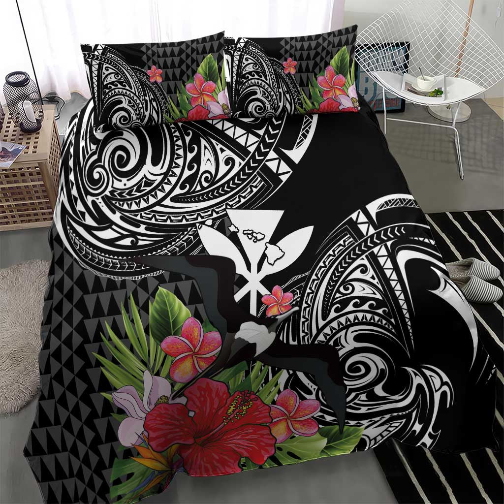 Hawaii Iwa Bird Bedding Set Great Frigatebird Kanaka Tropical Flowers - Polynesian Pride