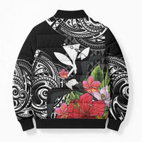 Hawaii Iwa Bird Bomber Puffer Jacket Great Frigatebird Kanaka Tropical Flowers LT14 - Polynesian Pride