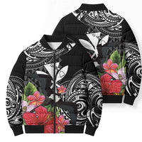 Hawaii Iwa Bird Bomber Puffer Jacket Great Frigatebird Kanaka Tropical Flowers LT14 - Polynesian Pride