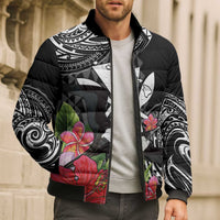 Hawaii Iwa Bird Bomber Puffer Jacket Great Frigatebird Kanaka Tropical Flowers LT14 - Polynesian Pride