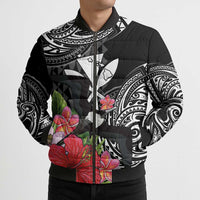 Hawaii Iwa Bird Bomber Puffer Jacket Great Frigatebird Kanaka Tropical Flowers LT14 - Polynesian Pride