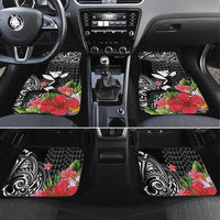 Hawaii Iwa Bird Car Mats Great Frigatebird Kanaka Tropical Flowers LT14 Set 4pcs Black - Polynesian Pride