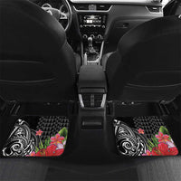 Hawaii Iwa Bird Car Mats Great Frigatebird Kanaka Tropical Flowers LT14 Set 2pcs - Back Black - Polynesian Pride