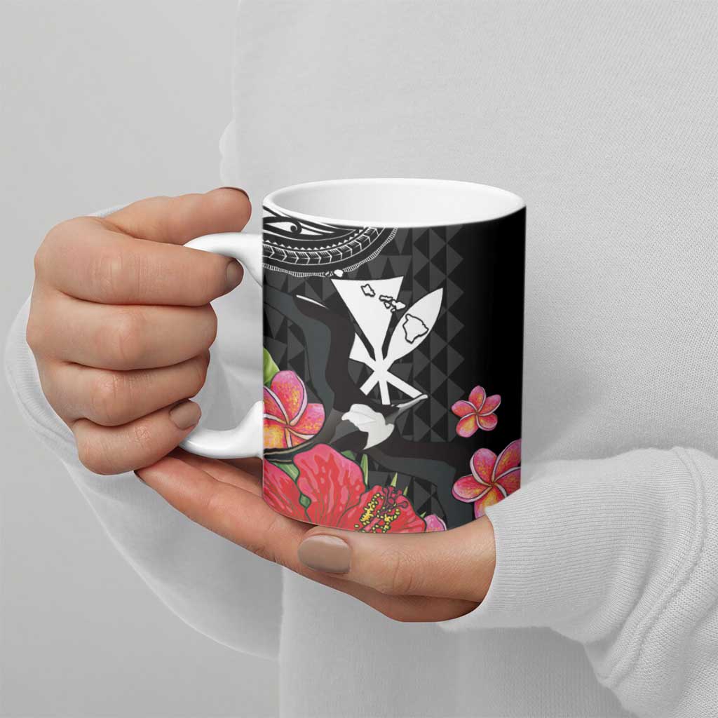 Hawaii Iwa Bird Ceramic Mug Great Frigatebird Kanaka Tropical Flowers LT14 - Polynesian Pride