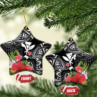 Hawaii Iwa Bird Ceramic Ornament Great Frigatebird Kanaka Tropical Flowers - Polynesian Pride