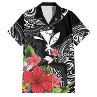 Hawaii Iwa Bird Family Matching Off The Shoulder Long Sleeve Dress and Hawaiian Shirt Great Frigatebird Kanaka Tropical Flowers - Polynesian Pride
