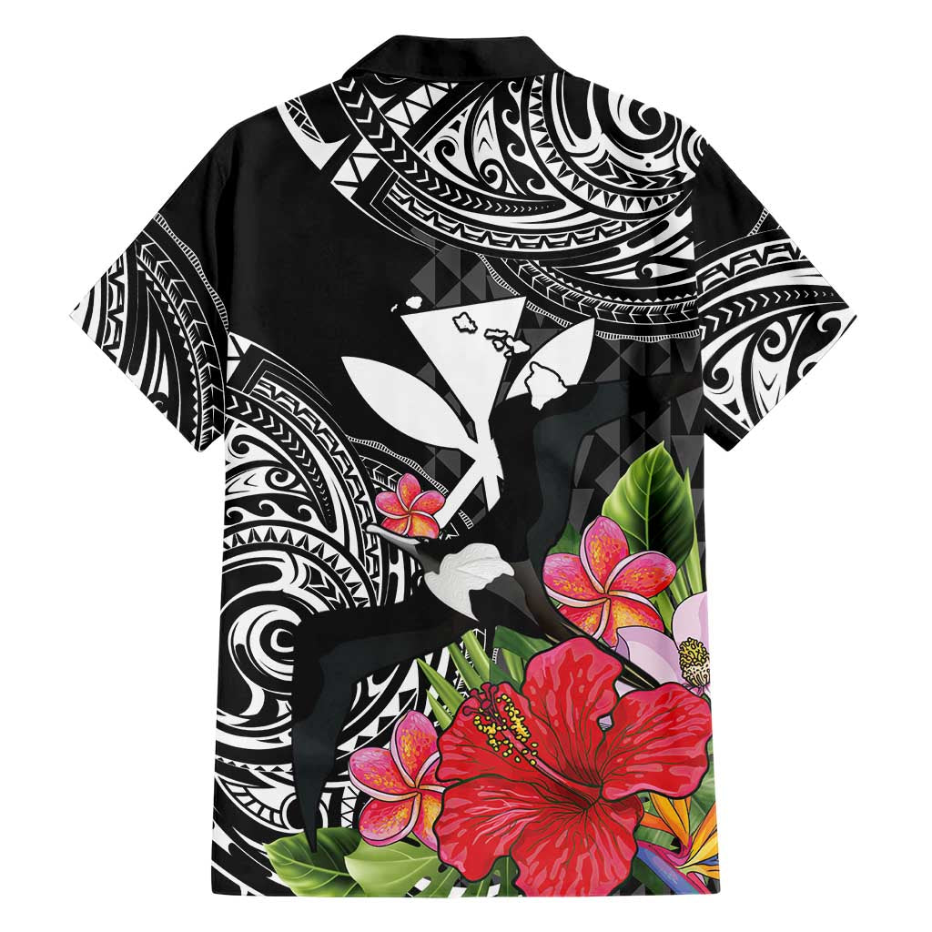 Hawaii Iwa Bird Family Matching Puletasi and Hawaiian Shirt Great Frigatebird Kanaka Tropical Flowers - Polynesian Pride
