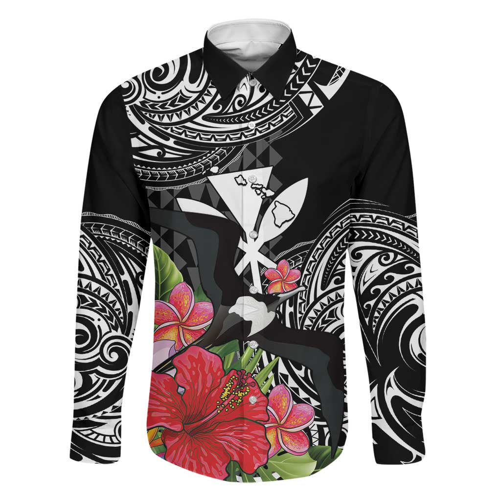 Hawaii Iwa Bird Family Matching Puletasi and Hawaiian Shirt Great Frigatebird Kanaka Tropical Flowers - Polynesian Pride