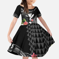 Hawaii Iwa Bird Family Matching Tank Maxi Dress and Hawaiian Shirt Great Frigatebird Kanaka Tropical Flowers - Polynesian Pride