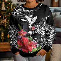 Hawaii Iwa Bird Kid Ugly Christmas Sweater Great Frigatebird Kanaka Tropical Flowers - Polynesian Pride
